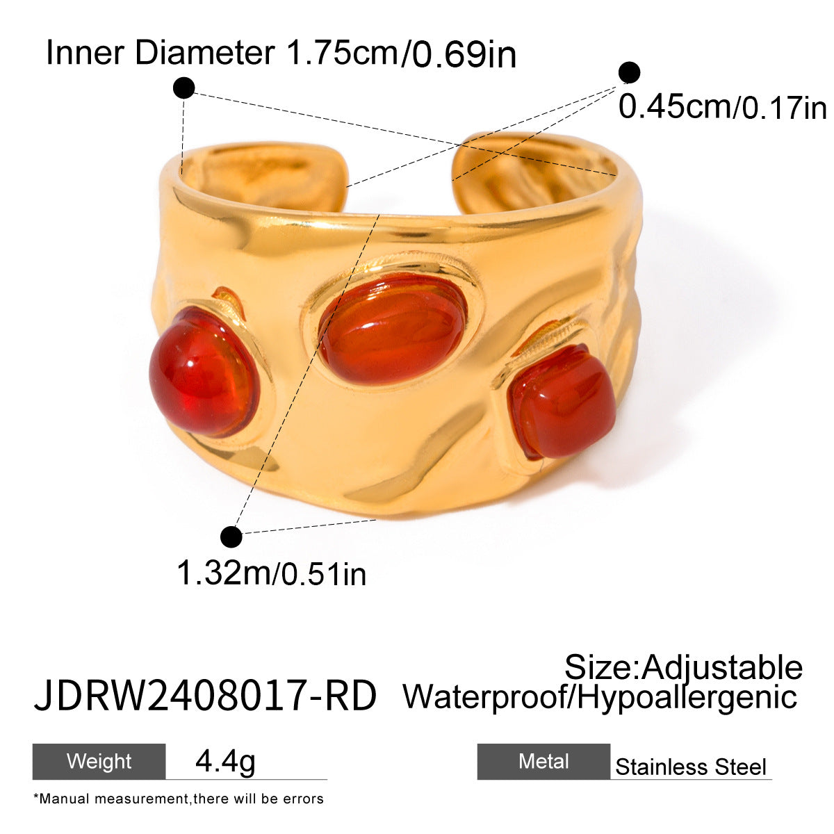 Aylah Red Agate Heart Set - JDRW2408017-RD [YT6MTNUU]