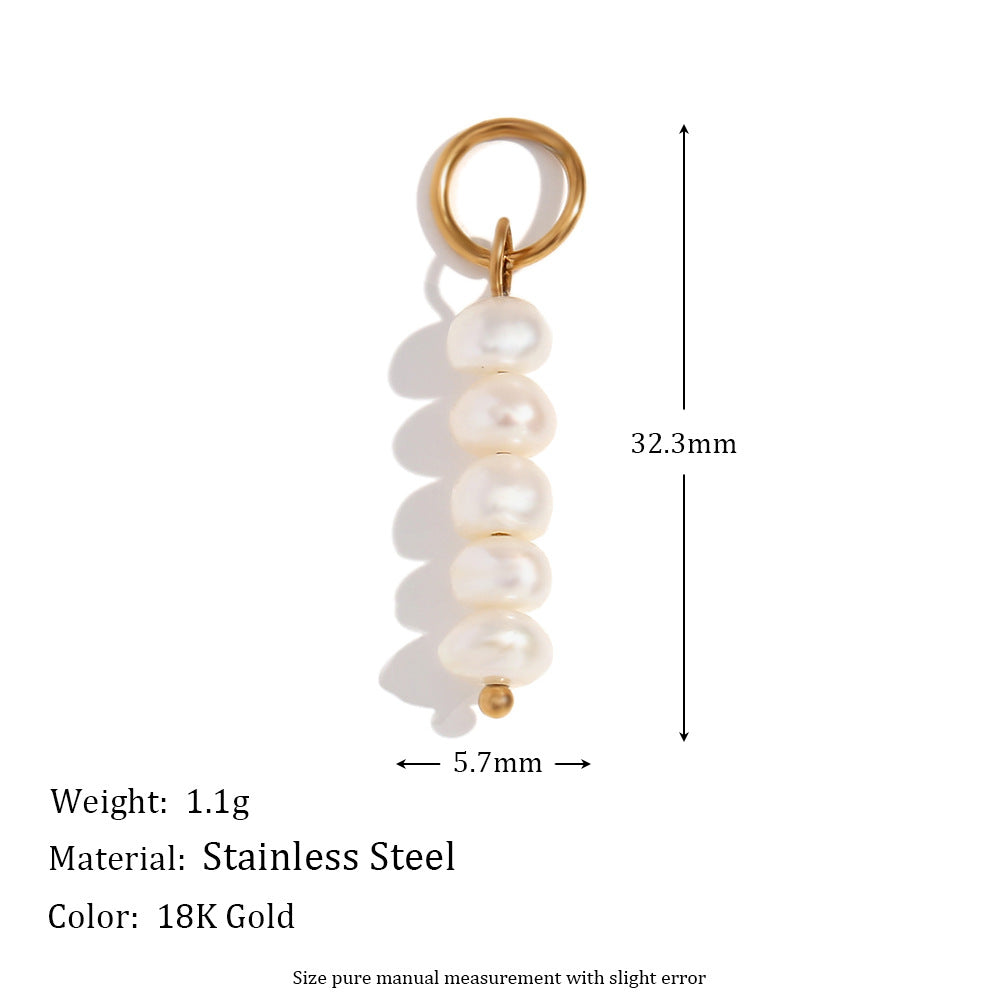 Sommer Gold Charm Pendants - 5MM Pearl Pendant [R6027EP6]