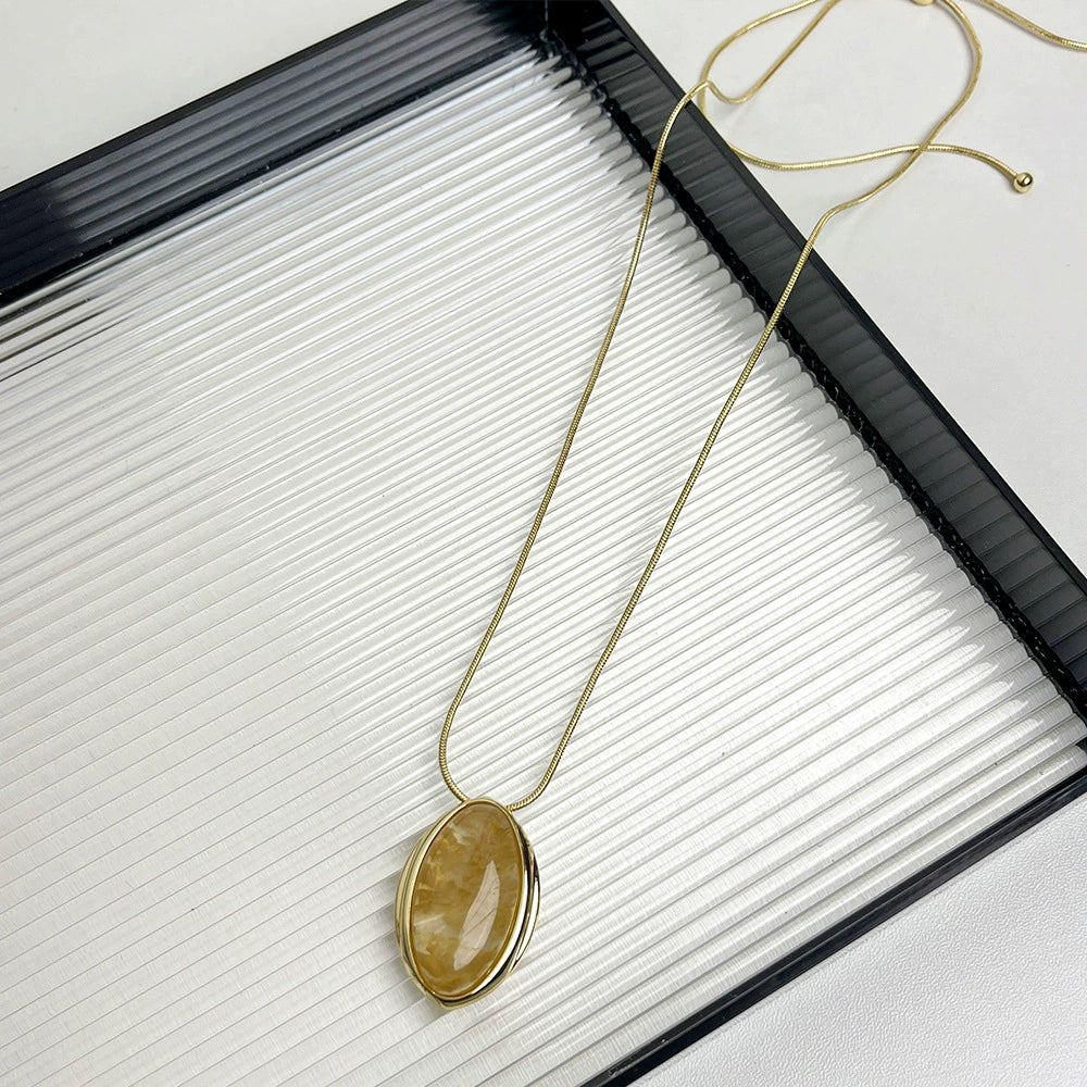 Lucile Oval Crystal Jewelry Set - Gold Necklace [OPEEUU0M]