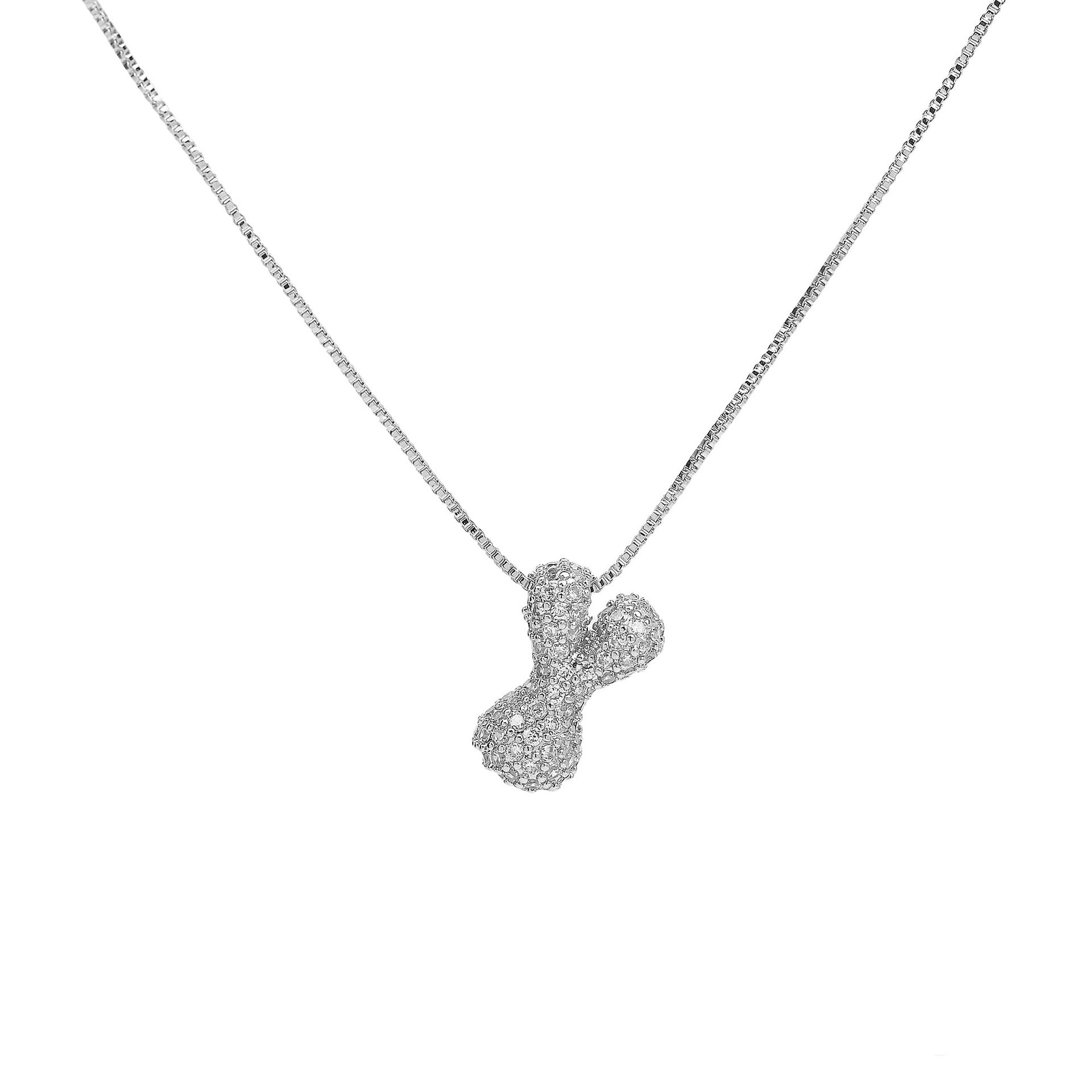 Francis Bubble Initial Necklace - Silver Necklace Y [E2GE79DG]