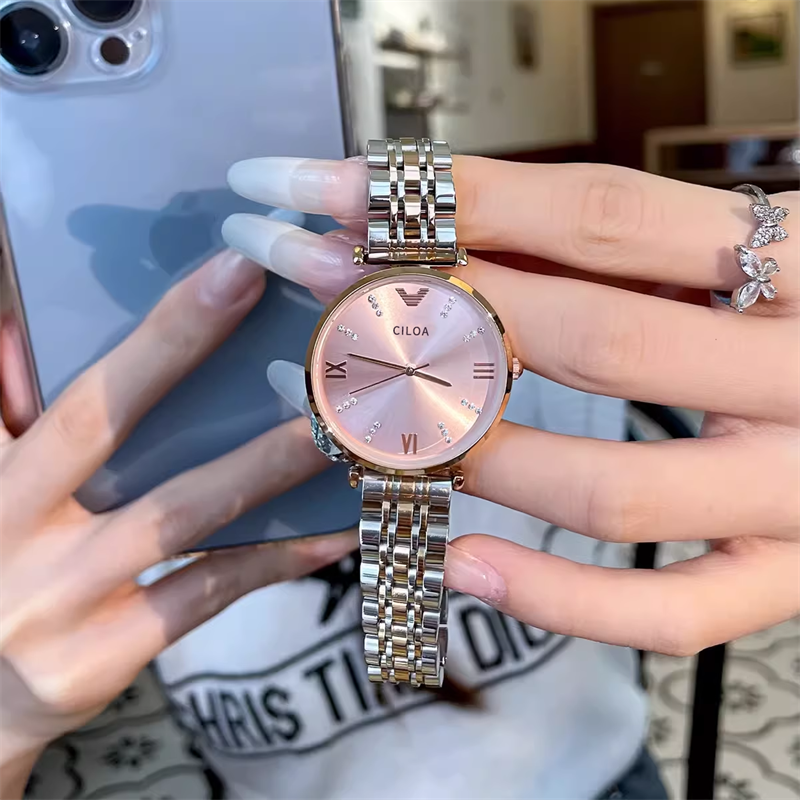 Raegen Crystal Wrist Watch - Two-Tone Pink Dial