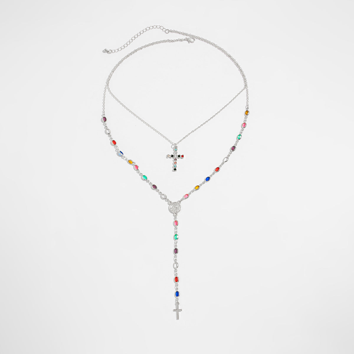 Kalee Diamond Cross Layered Necklace - Silver [ZZ4BGL0M]