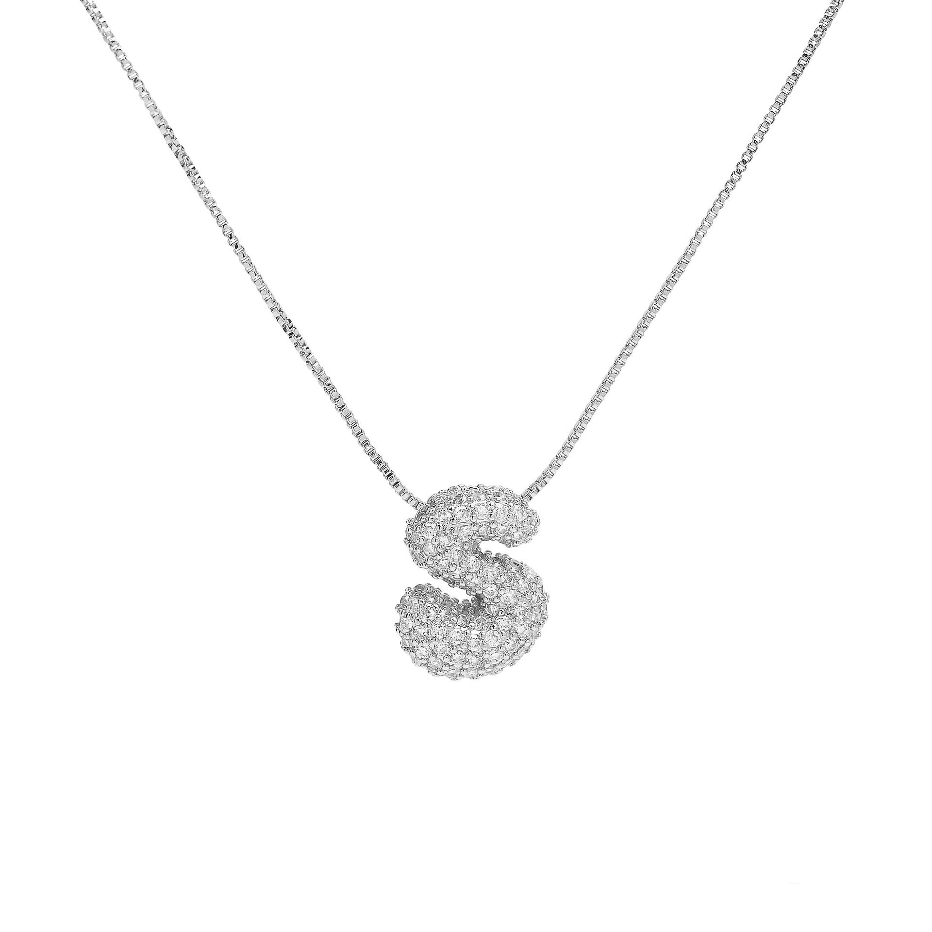 Francis Bubble Initial Necklace - Silver Necklace S [QU66N1RX]