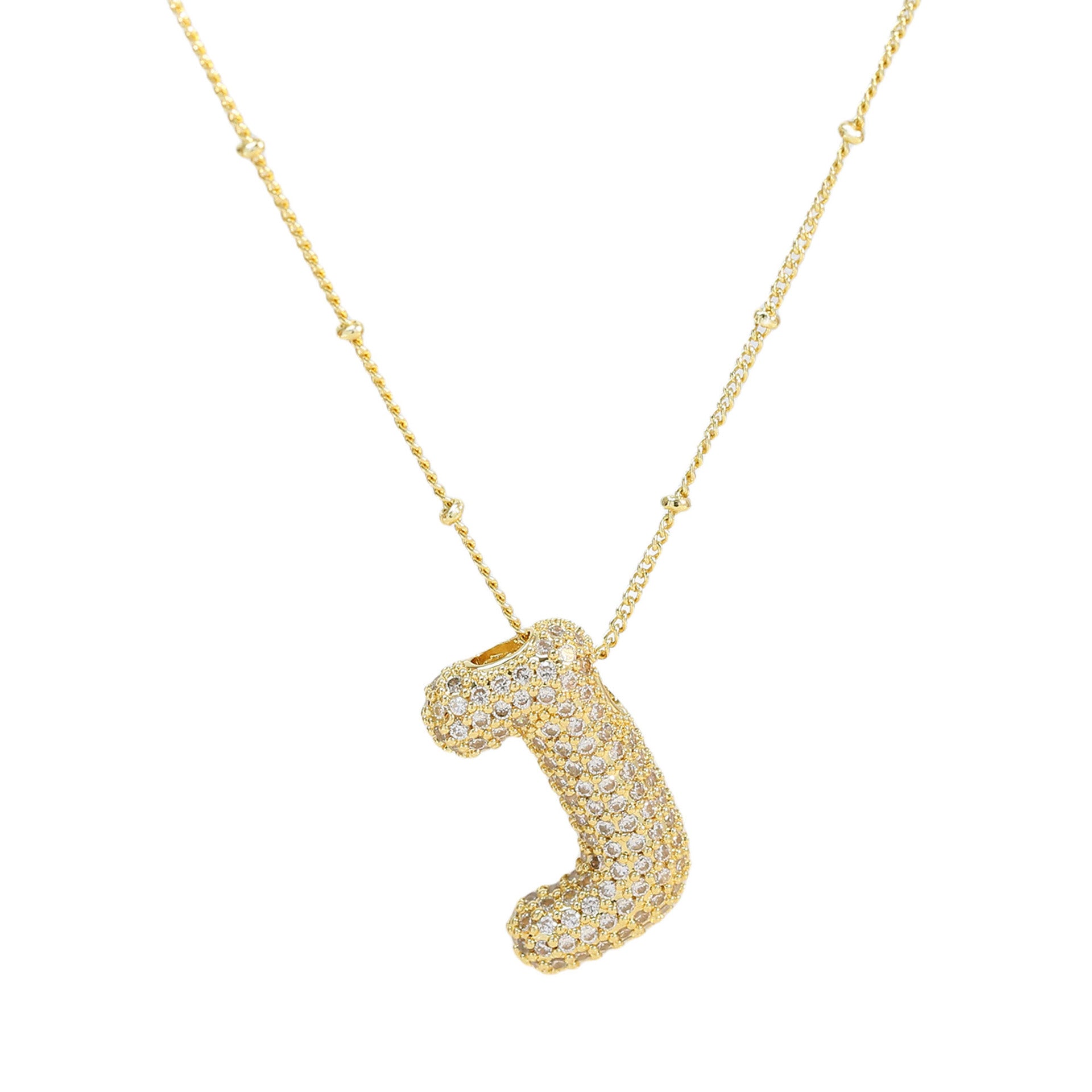 Fynlee Bubble Initial Necklace - Gold J [GYJ0FNUQ]