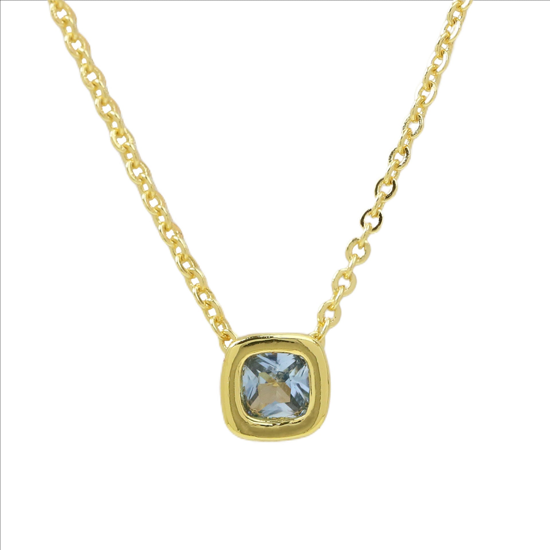 Roslyn Geometric Birthstone Necklace - March Birthstone Necklace [W5X7204A]