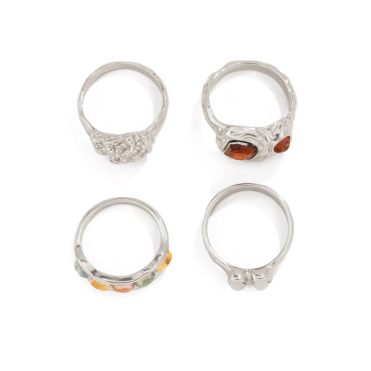 Hudsyn Stackable Gemstone Ring Set - Silver