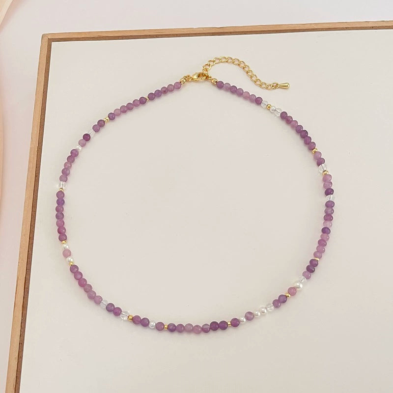 Raya Amethyst Layered Necklace - Amethyst Clavicle Chain [Y2U05R52]
