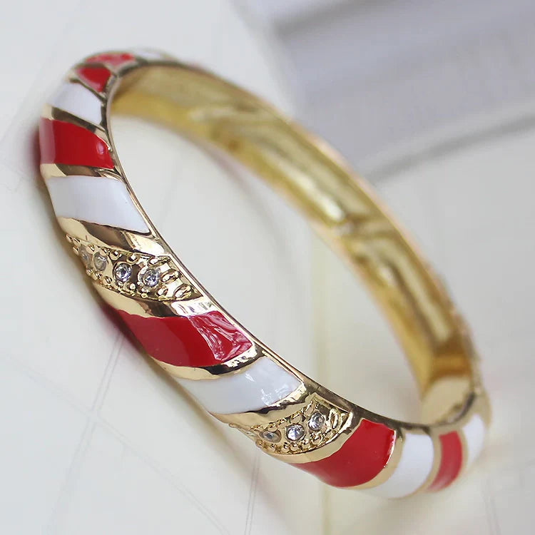 Amarachi Delicate Enamel Bracelet - Red White Spiral
