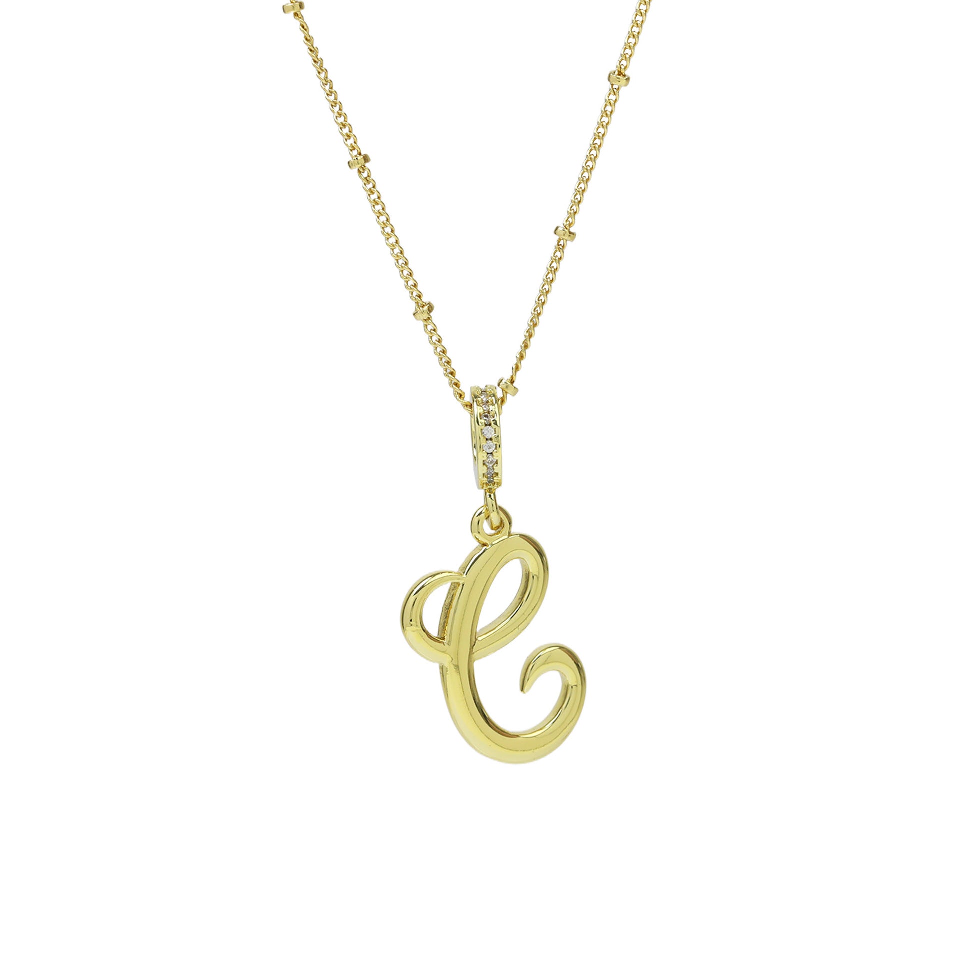 Frida Gold Cursive Initial Necklace - Gold C [TIZ1KCG5]