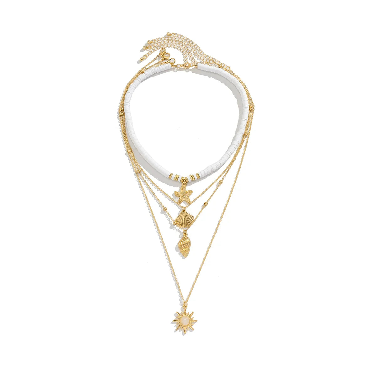 Nailah Gold Starfish Layered Necklace Set - Gold