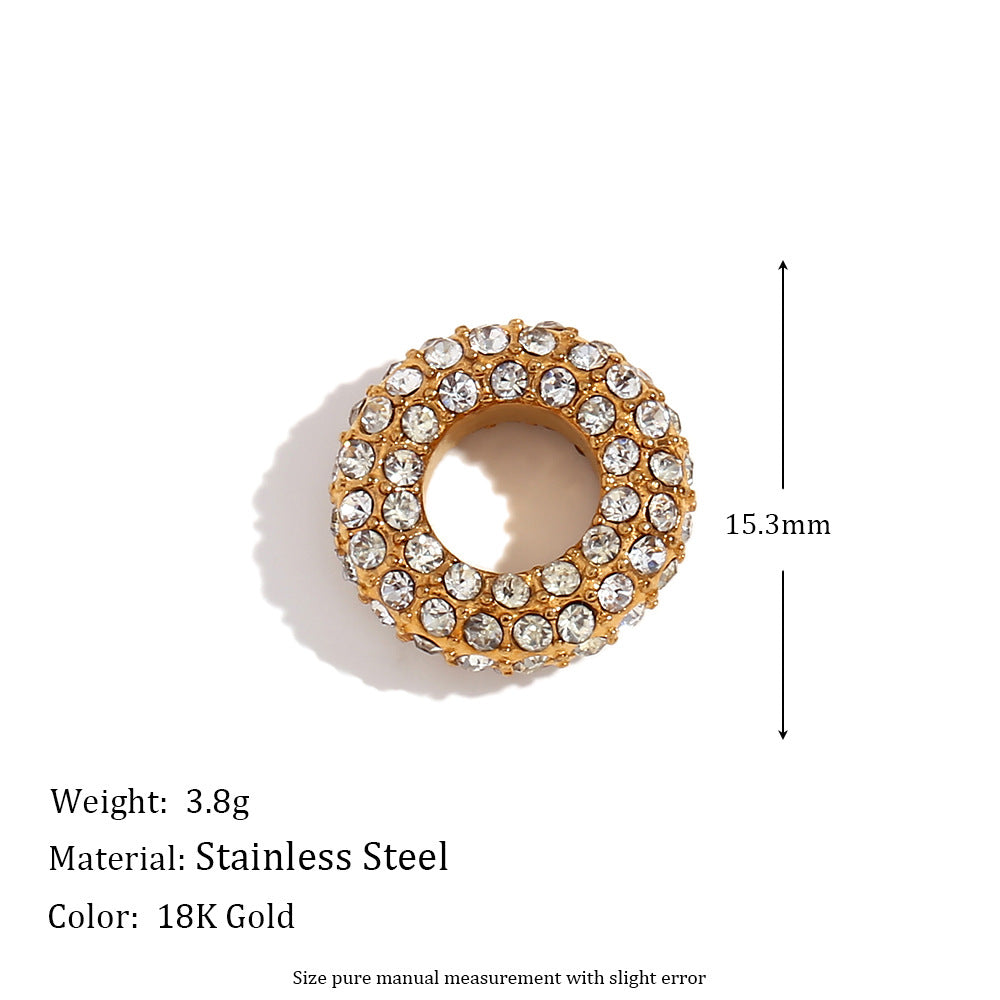 Sommer Gold Charm Pendants - Circle Pendant - White CZ [7EDTLL6A]
