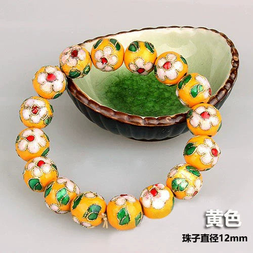 Azuri Enamel Filigree Bracelet - Yellow 1.2cm (16 beads)