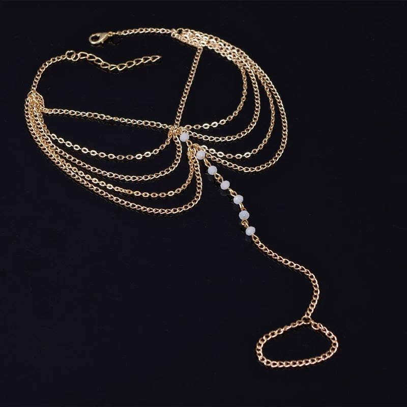 Valarie Layered Crystal Anklet - White Crystal