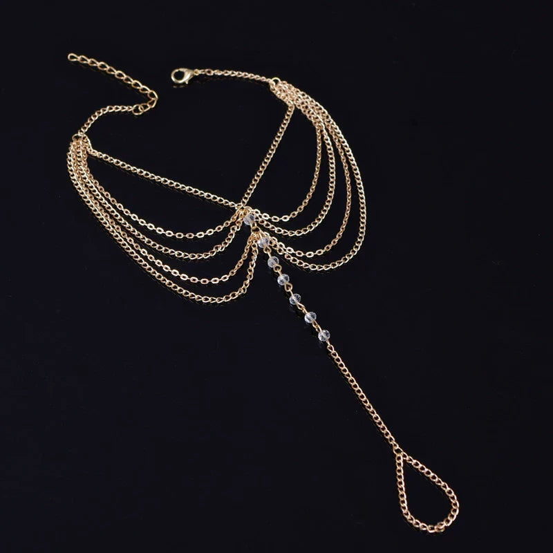 Valarie Layered Crystal Anklet - Clear Crystal