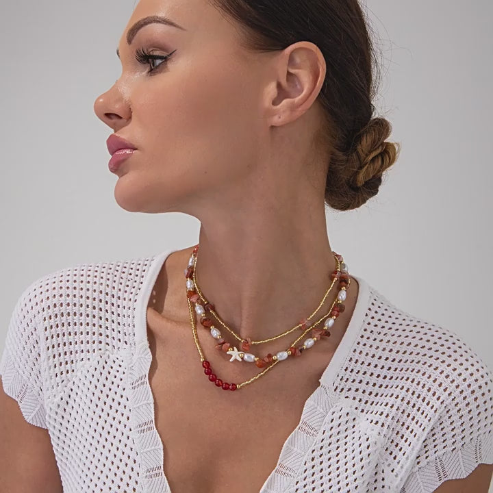 Danae Asymmetrical Pearl Bead Necklace