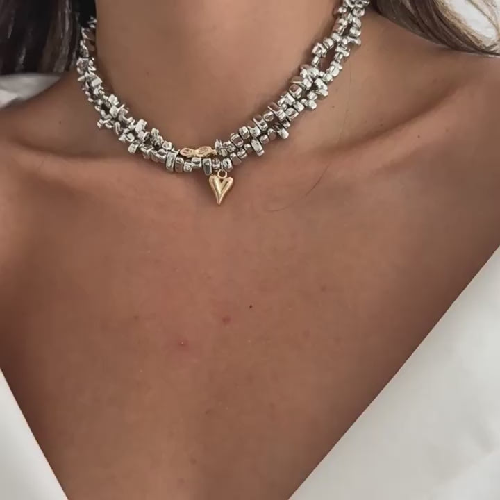 Lujain Layered Shattered Heart Necklace