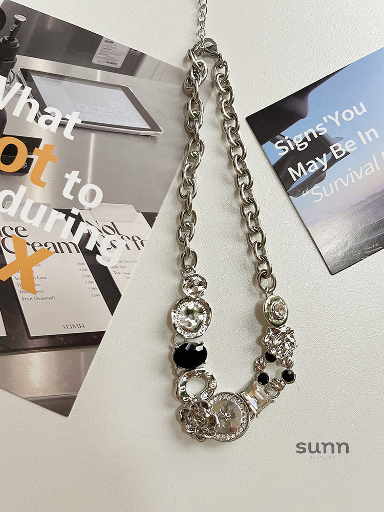 Aadhira White Button Necklace