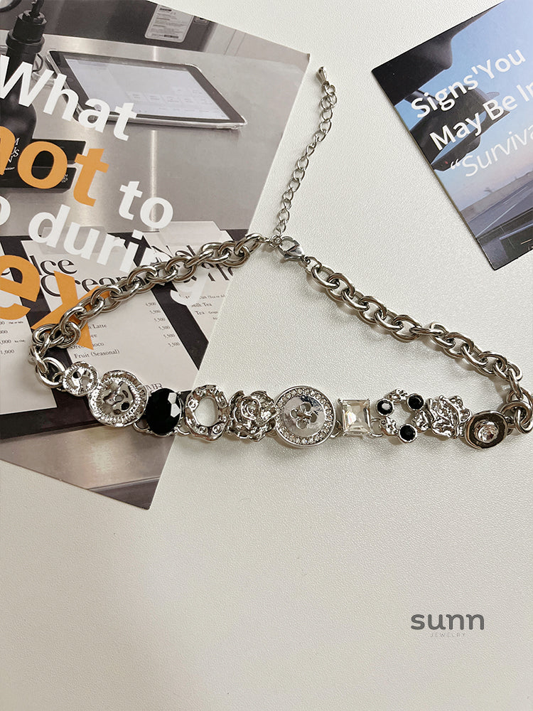 Aadhira White Button Necklace