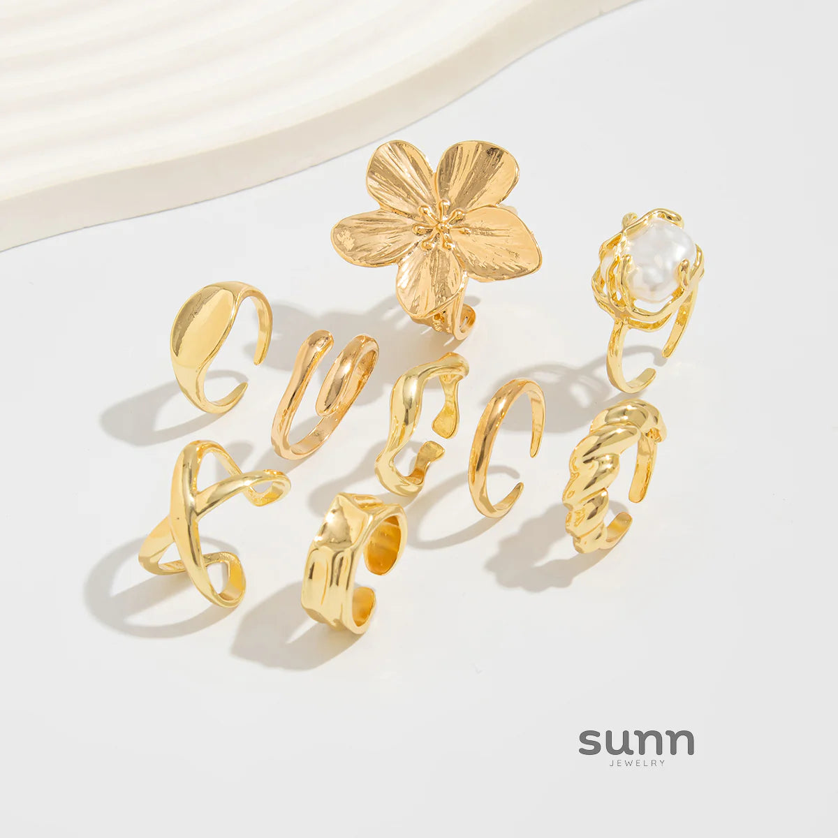 Aadya Floral Open Ring Set