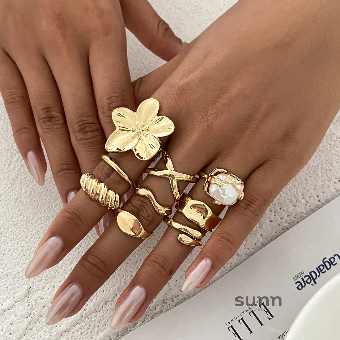 Aadya Floral Open Ring Set