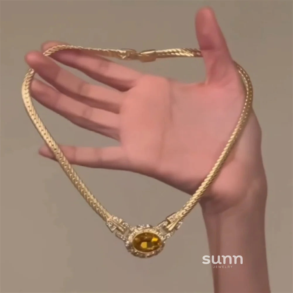 Aaleiya Zircon Oval Pendant Necklace