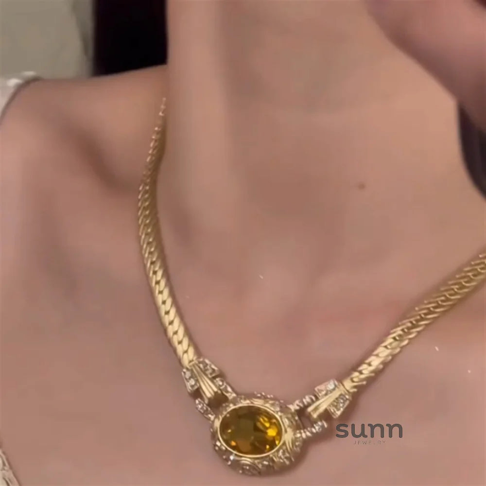 Aaleiya Zircon Oval Pendant Necklace