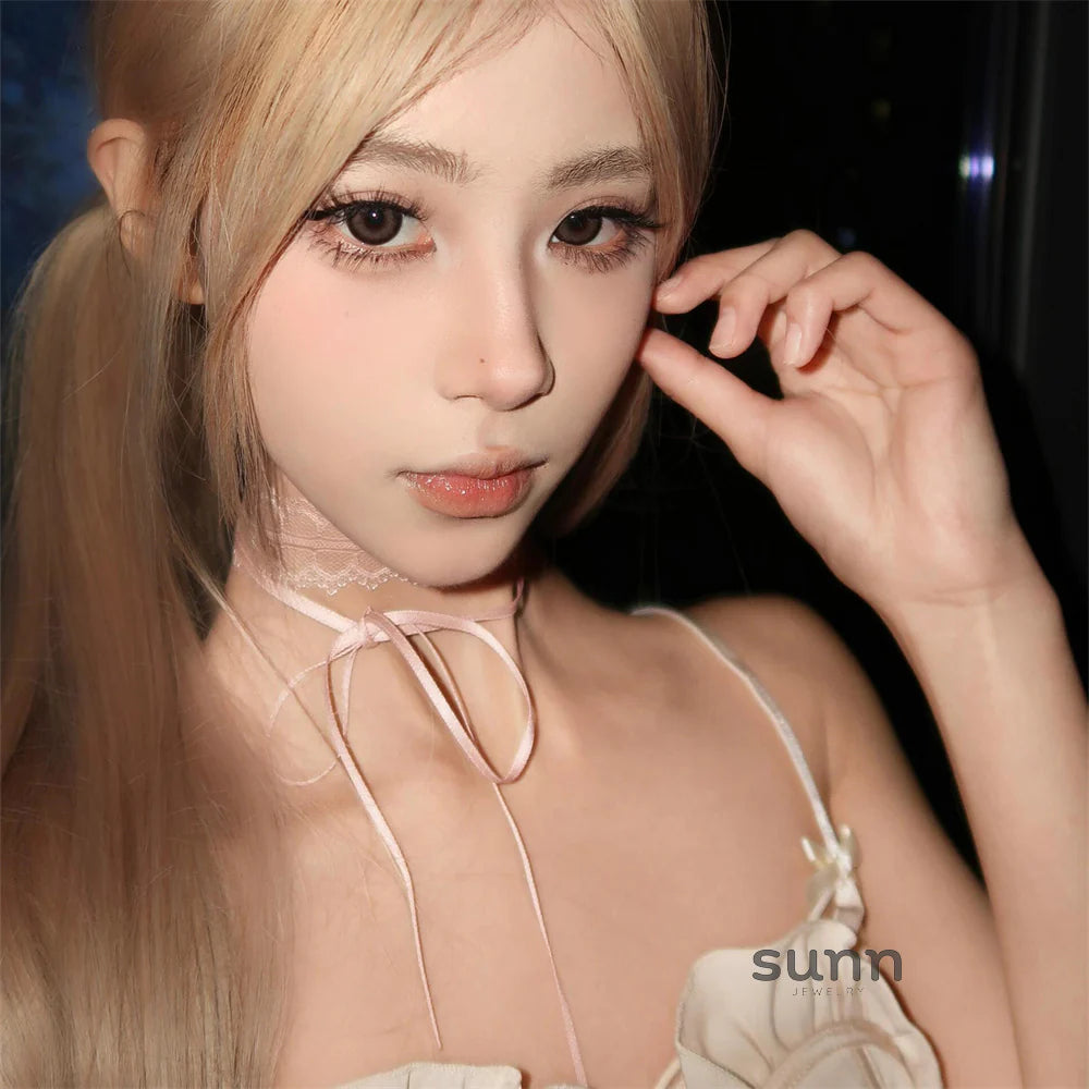 Aaliyah Pink Lace Bow Choker