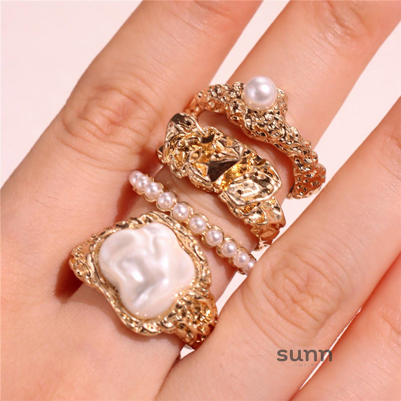 Aaminah Vintage Pearl Ring Set [C64320LU]