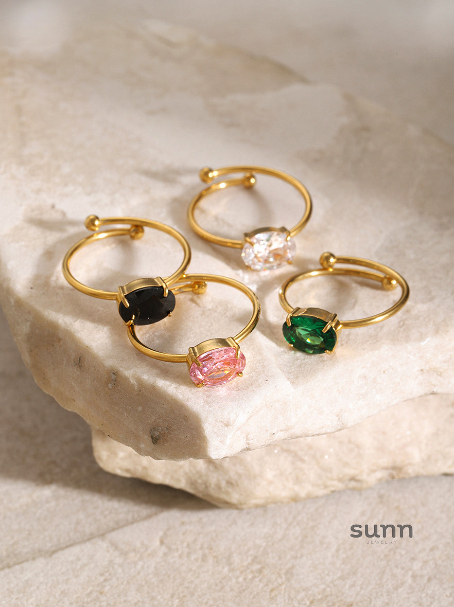 Aamirah Geometric Zircon Ring [GU29CFUW]