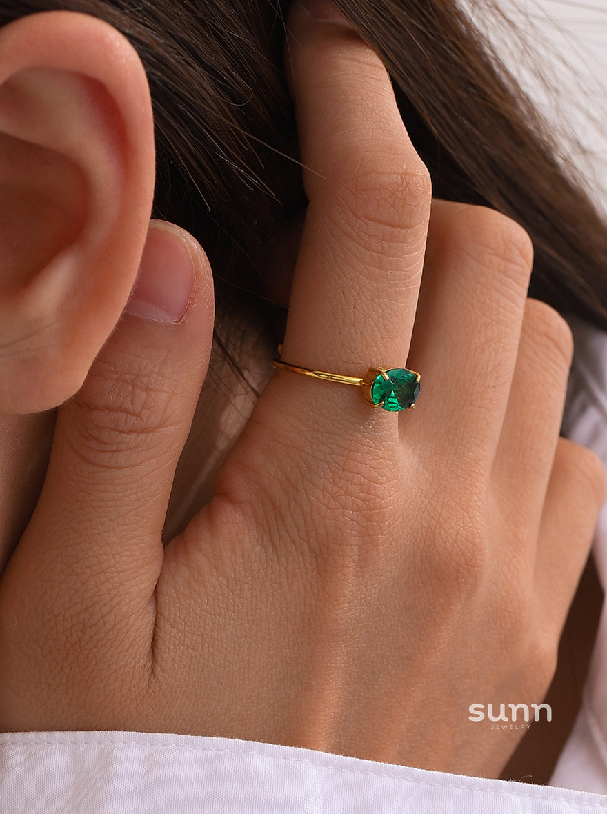 Aamirah Geometric Zircon Ring [9OUJ99V6]