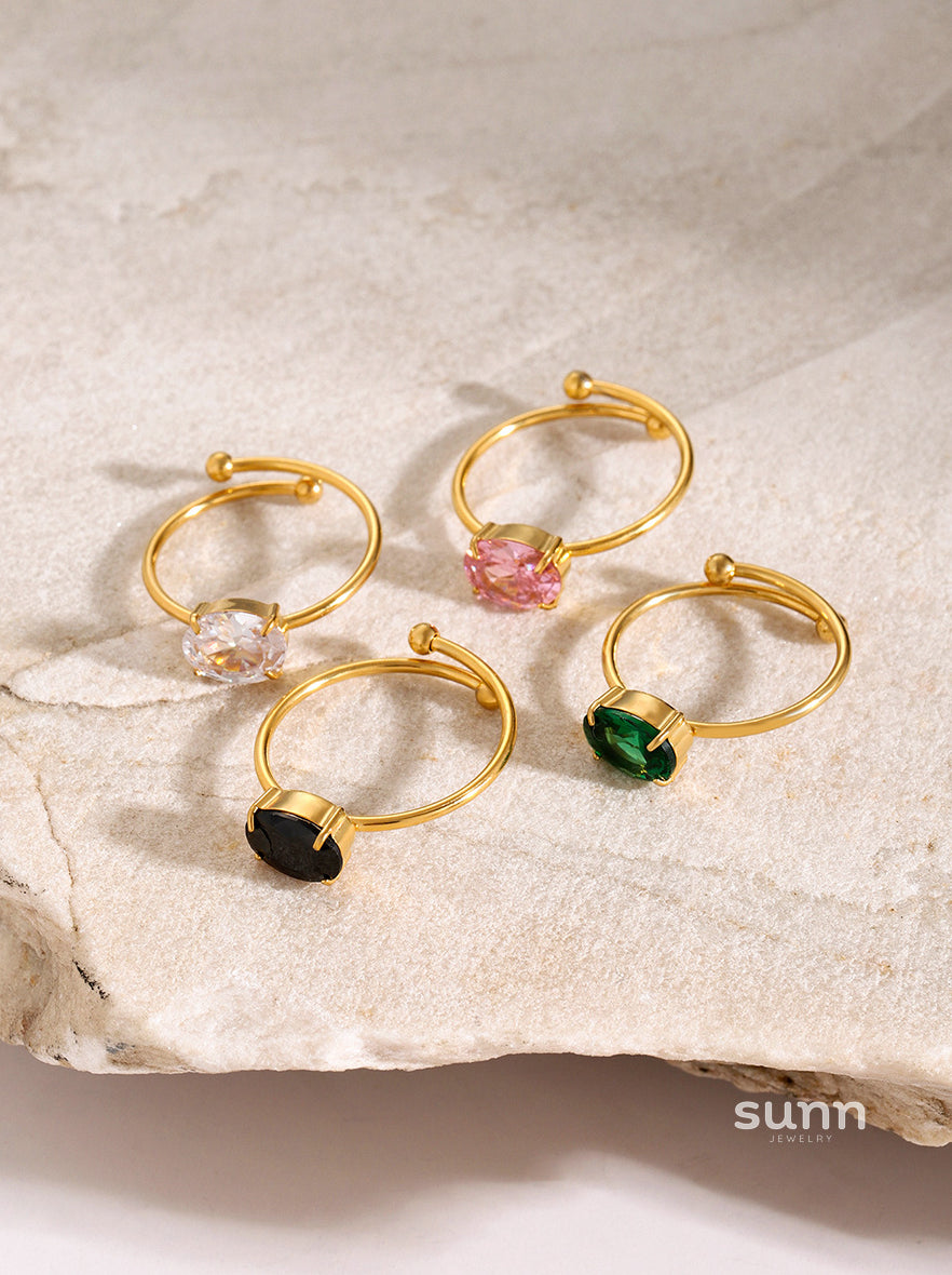 Aamirah Geometric Zircon Ring [L51A7ZVN]