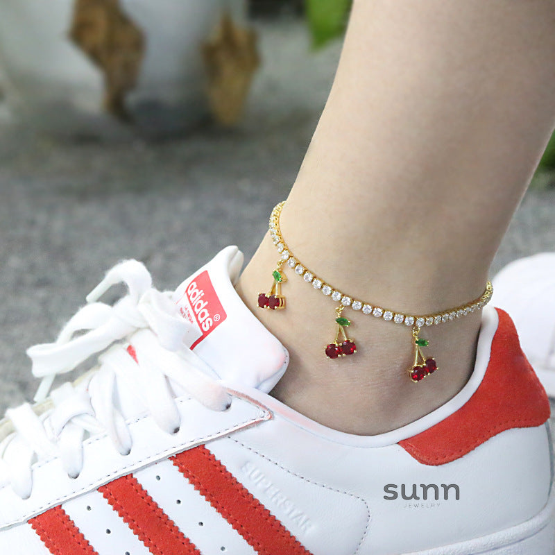 Aarna Cherry Tennis Anklet [0MNF23W4]