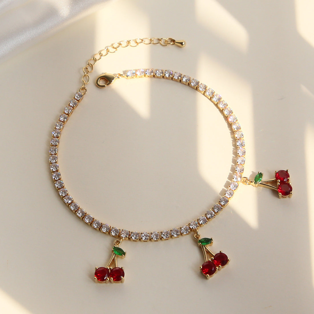 Aarna Cherry Tennis Anklet [9732WPPE]