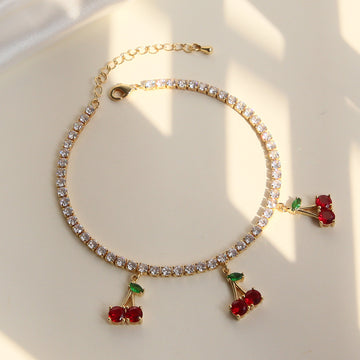 Aarna Cherry Tennis Anklet [9732WPPE]