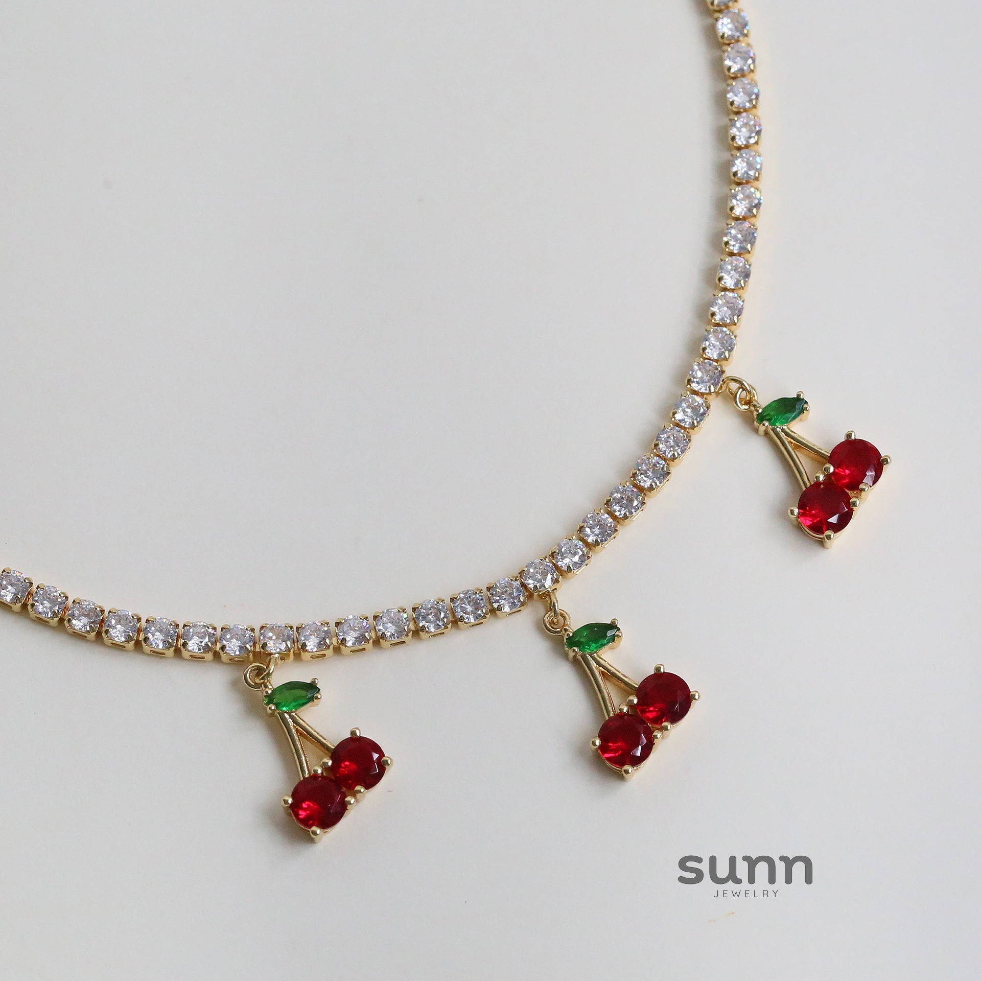 Aarna Cherry Tennis Anklet [G9J2FL3V]