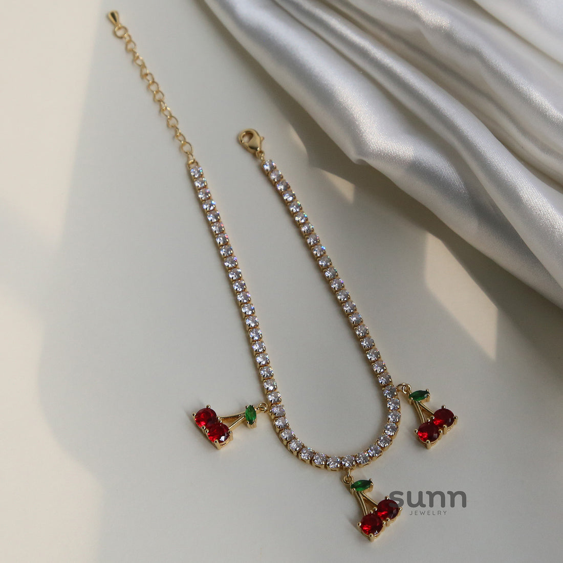 Aarna Cherry Tennis Anklet [9732WPPE]