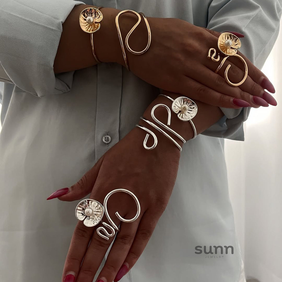 Aaron Titanium Pearl Wrap Ring [NABN8IXF]