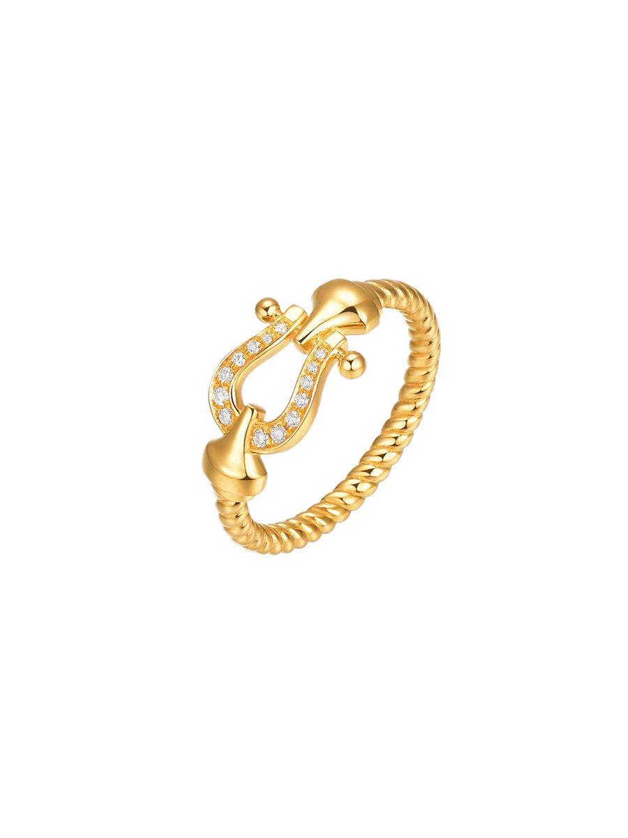 Aarushi Gold Pave Horseshoe Ring