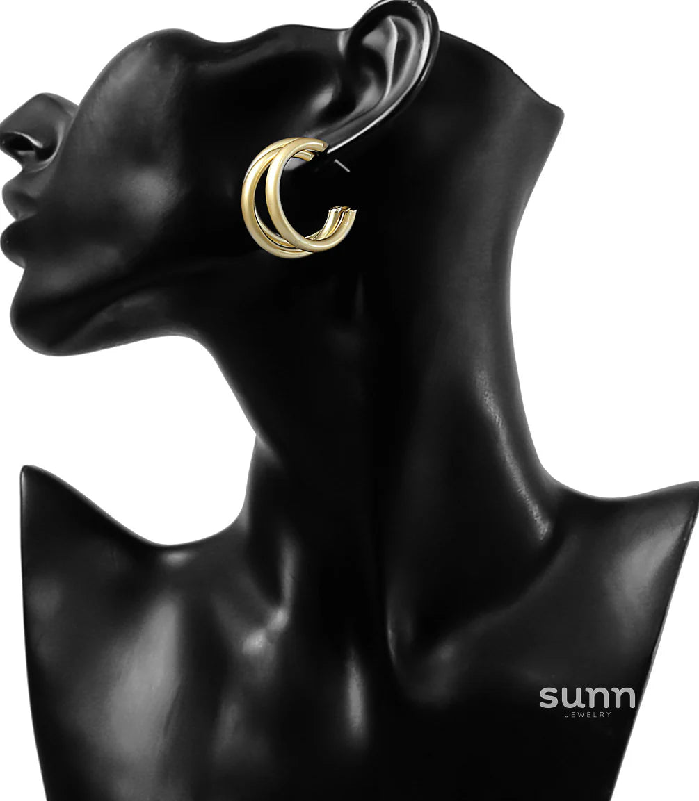 Aavya Matte Abstract Hoop Earrings