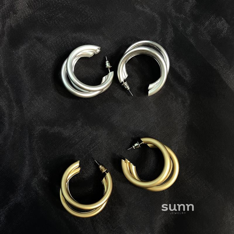 Aavya Matte Abstract Hoop Earrings