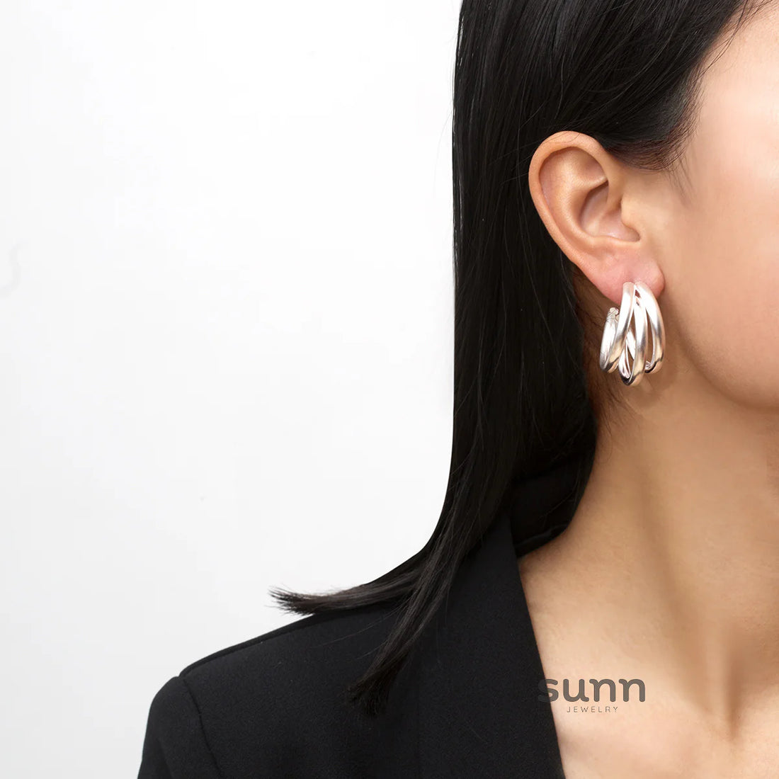 Aavya Matte Abstract Hoop Earrings
