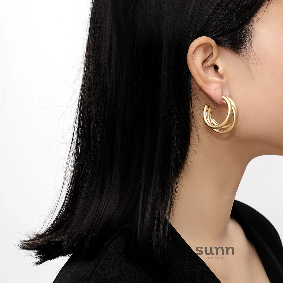 Aavya Matte Abstract Hoop Earrings