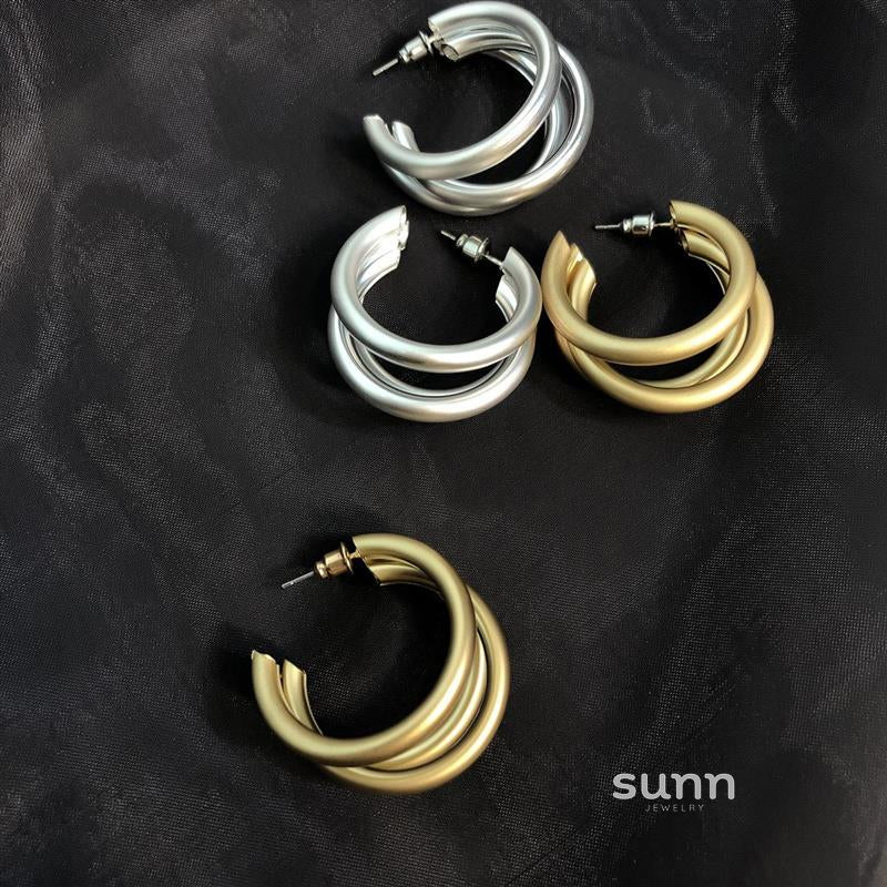Aavya Matte Abstract Hoop Earrings