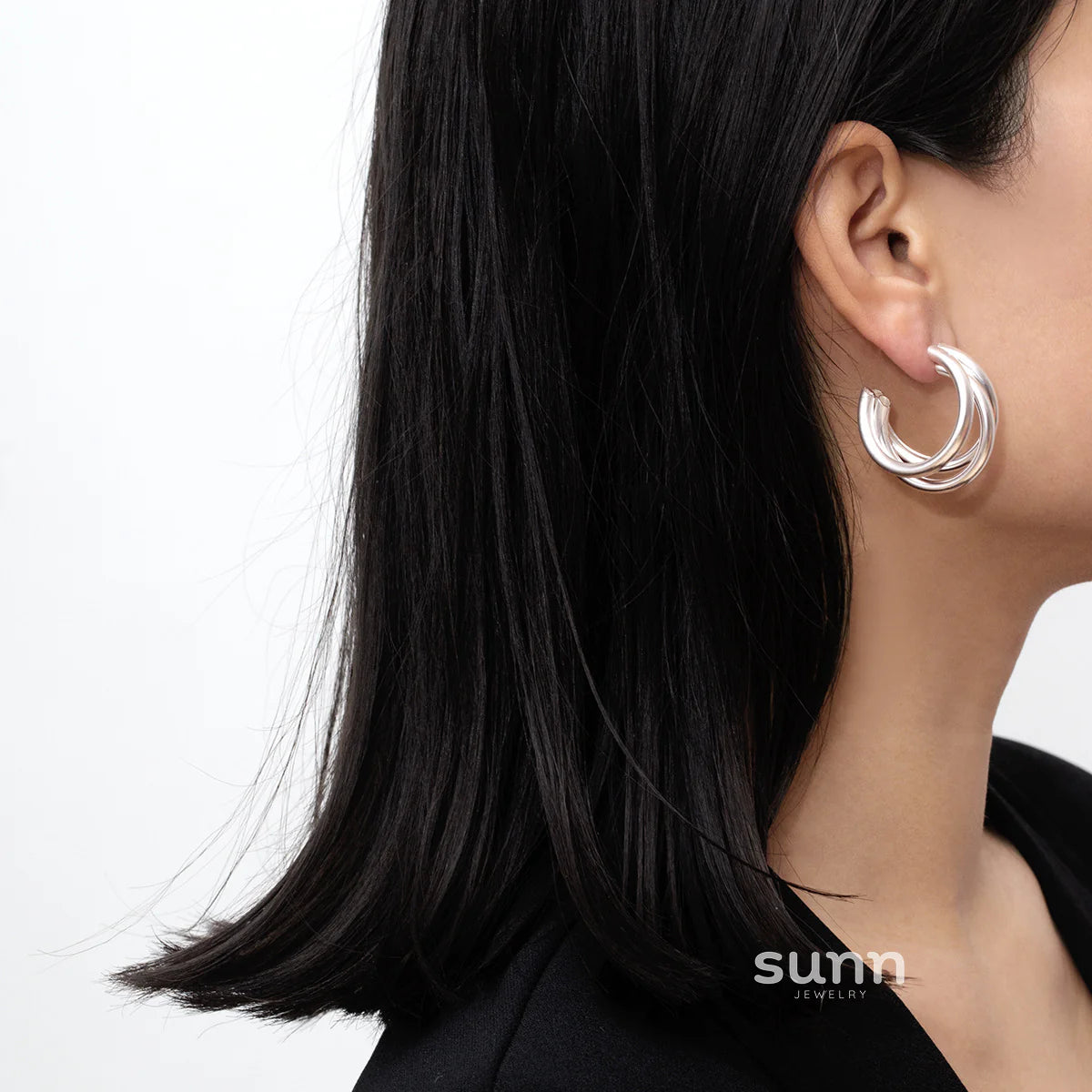 Aavya Matte Abstract Hoop Earrings