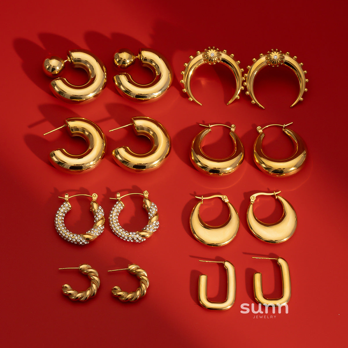 Abbey Zircon C-Hoop Earrings [B2HARITU]