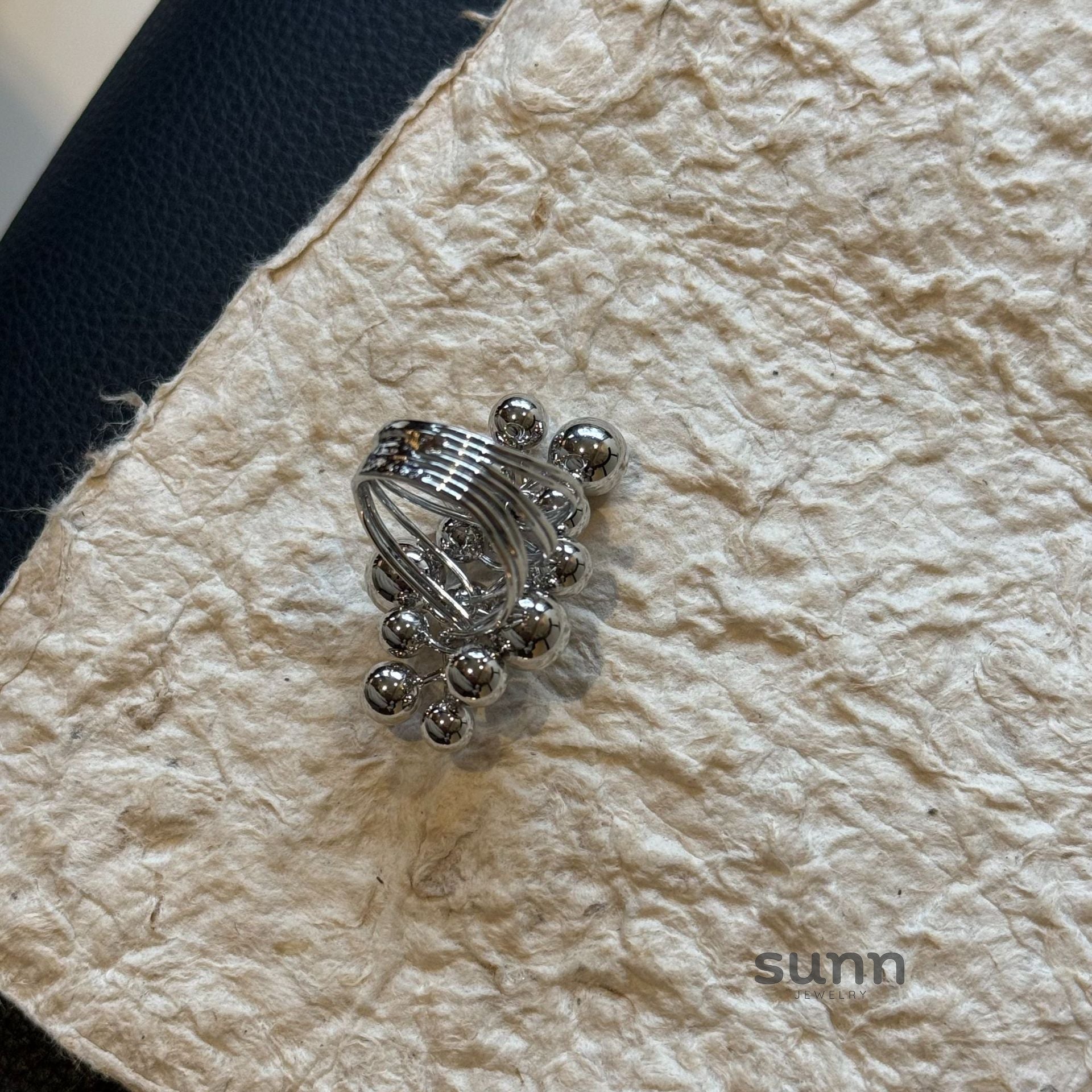Abbygail Silver Beaded Ring [9Y18E567]