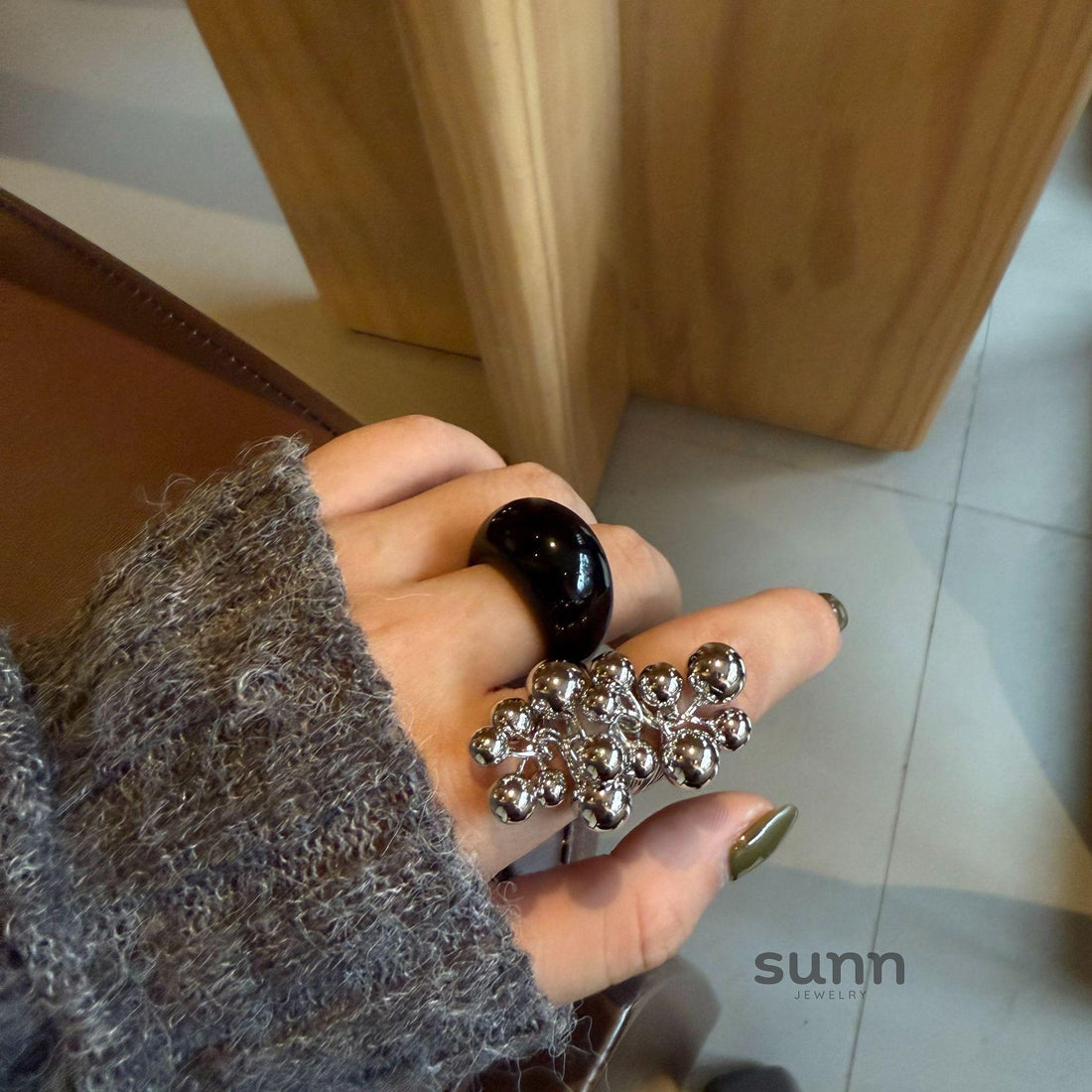 Abbygail Silver Beaded Ring [I6PKUWDS]
