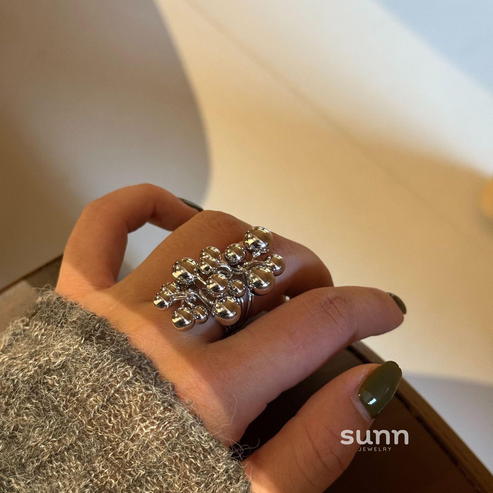 Abbygail Silver Beaded Ring [ZU8AX2A8]