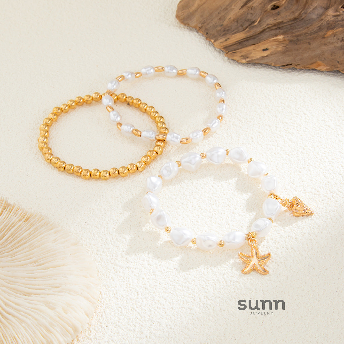 Abella Gold Beaded Bracelet Set [GV4EZRUE]