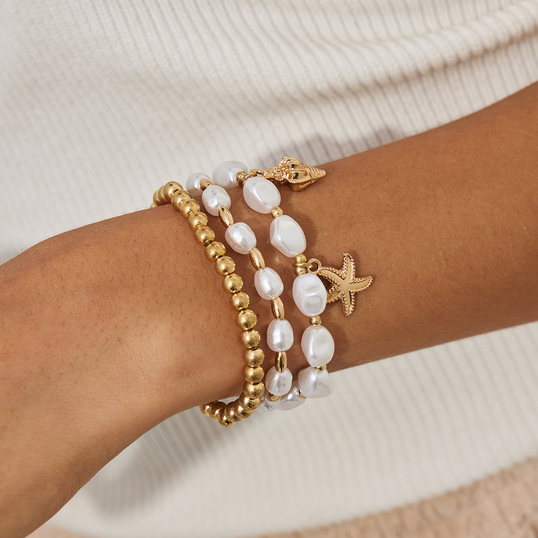 Abella Gold Beaded Bracelet Set [YS21WWG3]